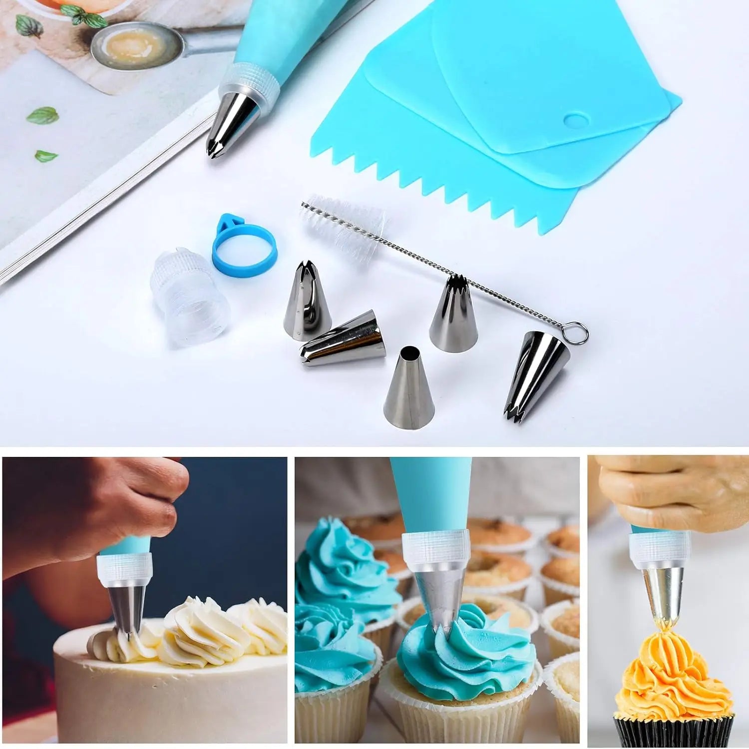 80PCS Cake Decorating Set-Non-Slip Turntable with 14 Piping Tips, Scrapers & Tools for Professional DIY Baking Tools Accessories