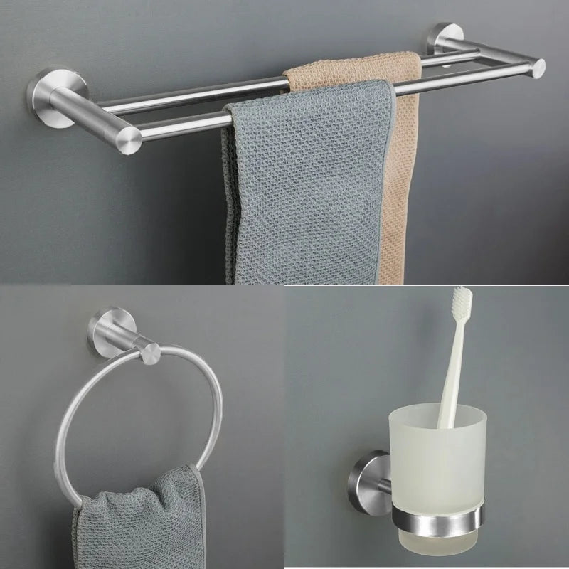 Bathroom Hardware 304 Stainless Steel Brushed Towel Rack Toilet Paper Holder Soap Holder Towel Bar Toilet Bathroom Accessories