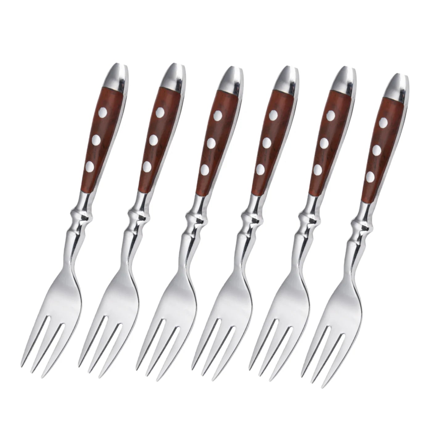 Classic Elegant Stainless Steel Cutlery Set Simulated Redwood Fork Spoon Knife Full Dinning Fork Steak Knife Teaspoon Creative