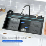 Waterfall Kitchen Sink Nanometer 304 Stainless Steel Large Single Slot Kitchen Accessories Waterfall Faucet Vegetable Basin