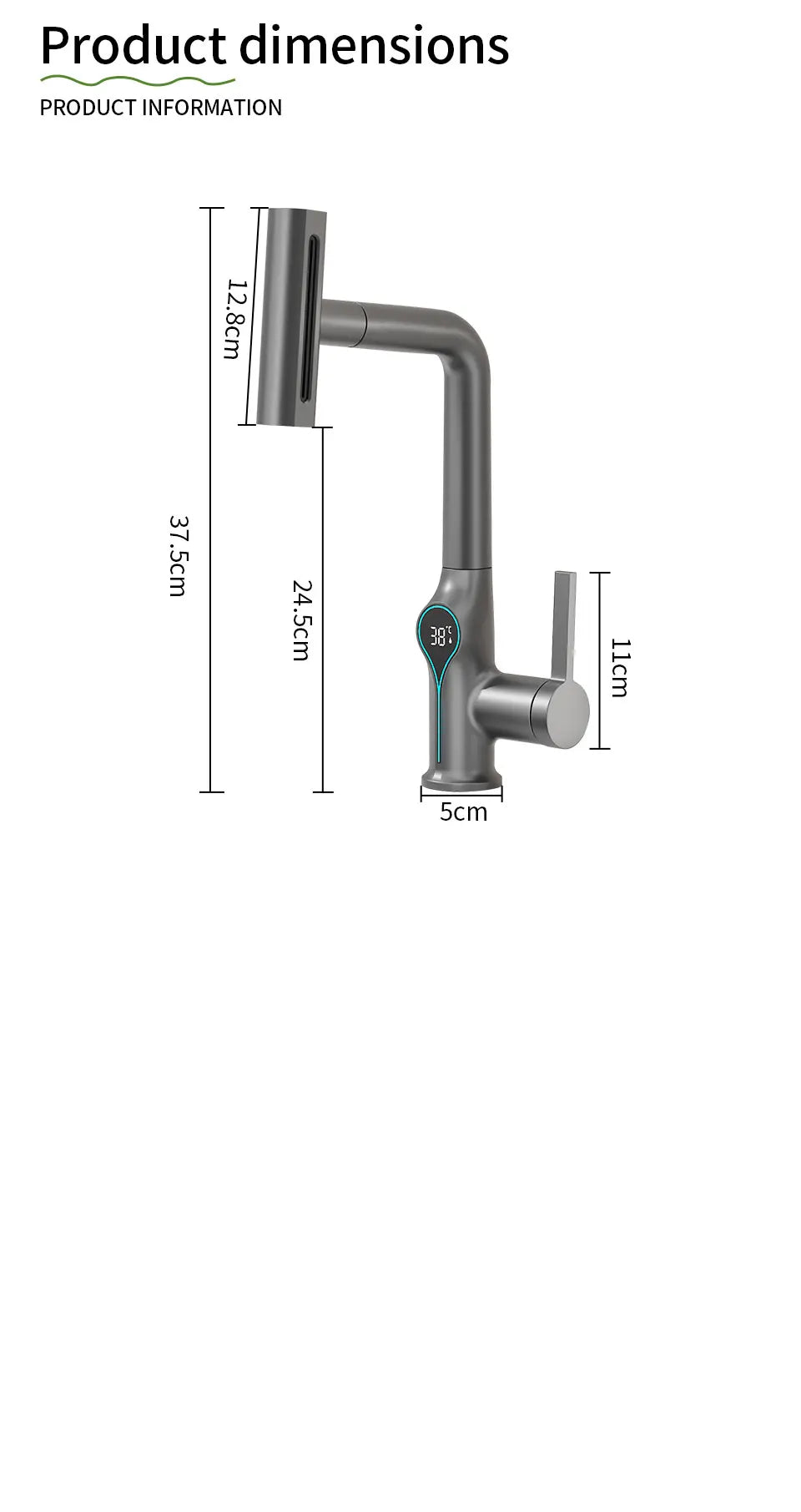Intelligent Water Temperature Display Pull-out Sprayer Kitchen Faucet Hot and Cold Water Kitchen Sink Tap Single Hole Mixer