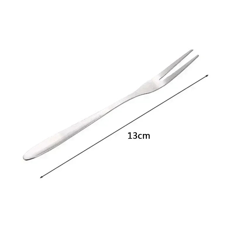 13cm StainlessTwo-tine Steel Fruit Forks Set Small Size Two-tine Dessert Snack Cake Forks for Parties and Cafeterias