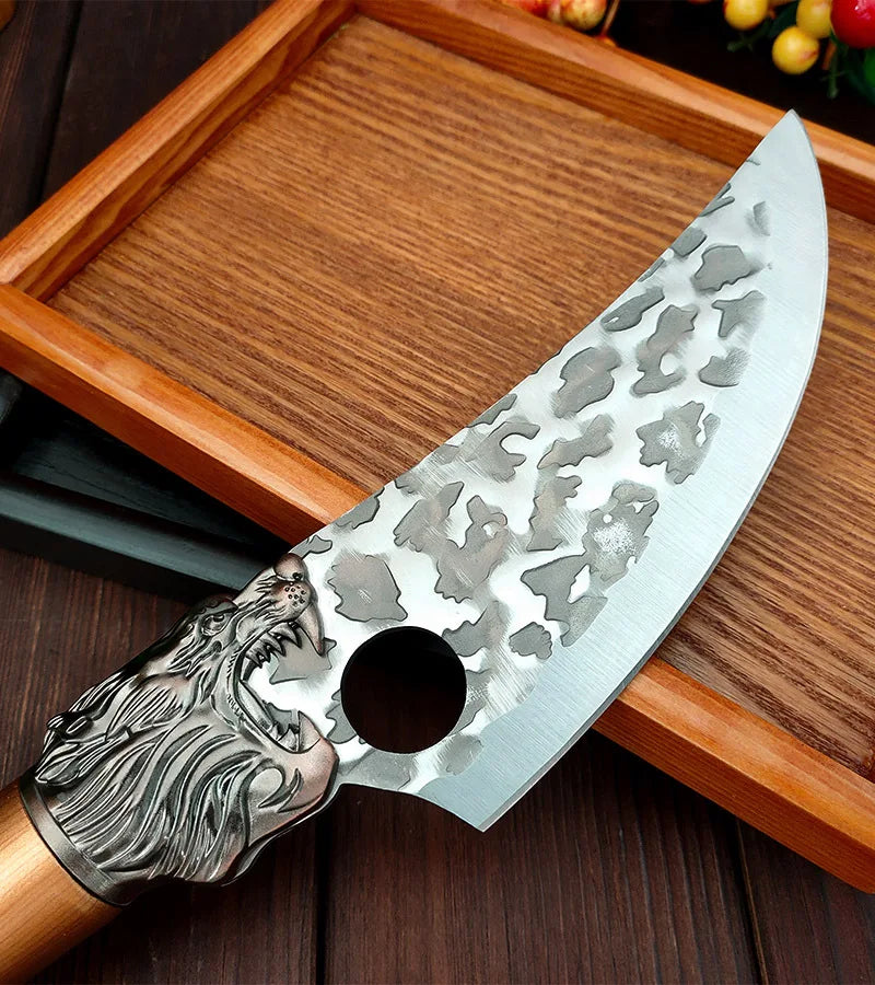 Meat Cutting Knives Boning Knife Wooden Handle Hnadmade Forge Knives Slicing Knife Multifunctional Kitchen Knives with Cover