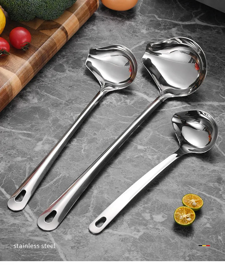 Stainless Steel Duckbill Spoon, Long-handled Sauce Spoon, Thickened Side Mouth, Slanted Mouth, and Crooked Mouth Spoon