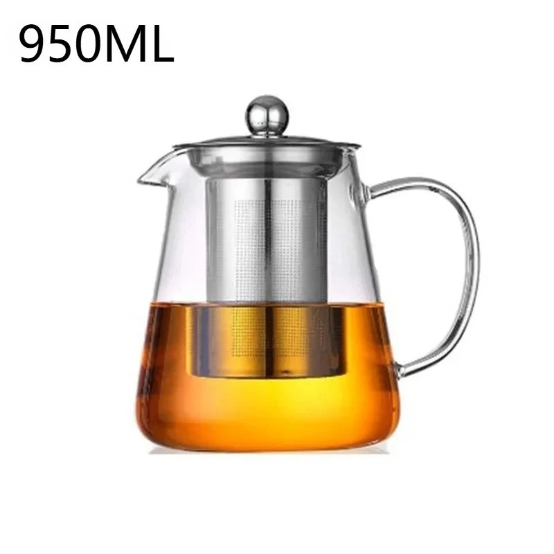 Heat-Resistant Borosilicate Glass Teapot with Removable Stainless Steel Infuser – Clear Tea Kettle for Kung Fu Tea Brewing Set