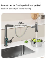 Intelligent Water Temperature Display Pull-out Sprayer Kitchen Faucet Hot and Cold Water Kitchen Sink Tap Single Hole Mixer