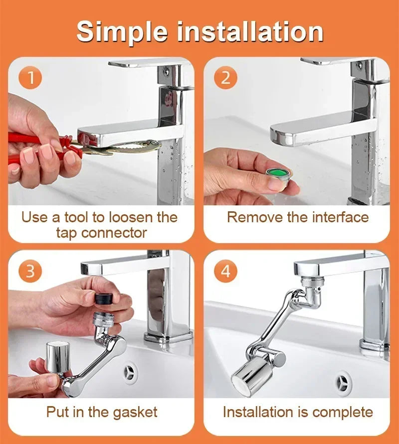 Rotatable Multifunctional Extension Faucet Aerator Kitchen Sink Faucet Extender Adapter Bathroom Tap Swivel Robotic Arm Sink Fit