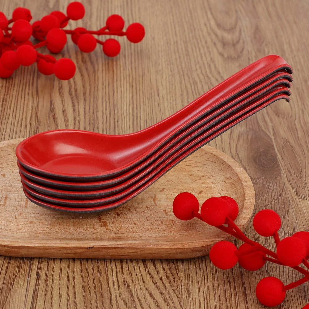 1/5/10pcs Mighty Porcelain Anti-Shock Spoons Japanese Rice Spoon Dumplings Porridge Soup Spoon  Restaurant Bar Kitchen Cutlery
