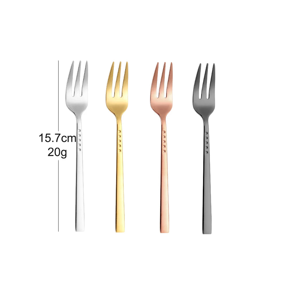 4/6/12Pcs Black Coffee Fork Stainless Steel 304 Tea Fork Set Ice Cream Cake Fruit Forks Mirror Gold Cutlery Thin Sliverware