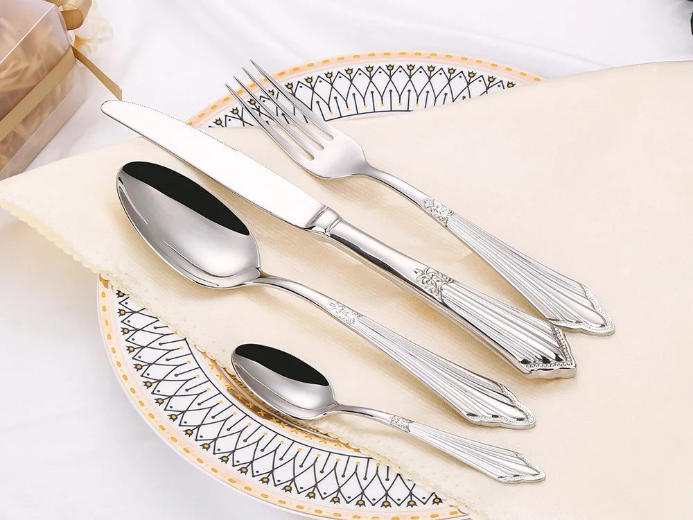 4/8/12/16/20 Pieces Gold Plated Luxury Silverware Flatware Dishwasher Safe 18/10 Stainless Steel Cutlery Set For Home Wedding