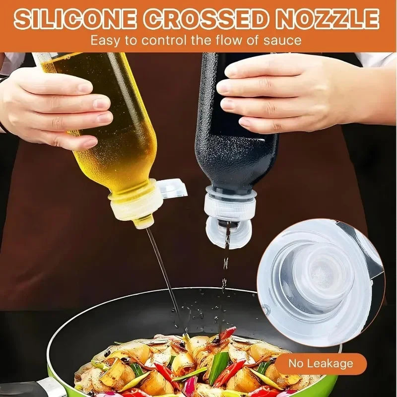 6/1PCS 300/500ml Kitchen Oil Bottle Plastic Seasoning Squeeze Bottle Dispenser for Salad BBQ Sauce Condiment Cooking Tool