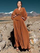 Pleated Dress for Women Abaya Eid Elegant Party Long Dresses Muslim Caftan Robe Jalabiya Ramadan Dubai Kaftan Vestidos Largos