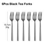 4/6/12Pcs Black Coffee Fork Stainless Steel 304 Tea Fork Set Ice Cream Cake Fruit Forks Mirror Gold Cutlery Thin Sliverware