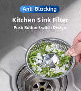 Kitchen Sink Drainage Filter Detachable Sink Food Catcher Sink Strainer Stopper Combo Pop-up Sink Filter Embedded Filter Basket