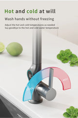 Intelligent Water Temperature Display Pull-out Sprayer Kitchen Faucet Hot and Cold Water Kitchen Sink Tap Single Hole Mixer
