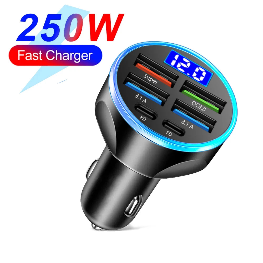66W Fast Car Charger - Multi-Port QC3.0 Adapter