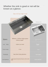 Waterfall Kitchen Sink Nanometer 304 Stainless Steel Large Single Slot Kitchen Accessories Waterfall Faucet Vegetable Basin