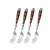 Classic Elegant Stainless Steel Cutlery Set Simulated Redwood Fork Spoon Knife Full Dinning Fork Steak Knife Teaspoon Creative