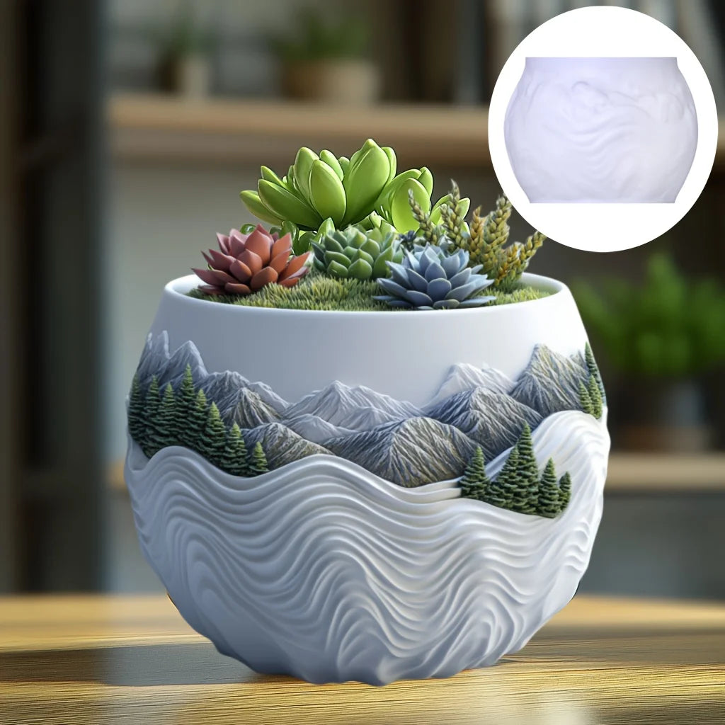 Mountain relief succulent plant flowerpot resin silicone mold mountain stream flowing water storage box candle cup gypsum molds