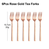 4/6/12Pcs Black Coffee Fork Stainless Steel 304 Tea Fork Set Ice Cream Cake Fruit Forks Mirror Gold Cutlery Thin Sliverware