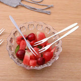 13cm StainlessTwo-tine Steel Fruit Forks Set Small Size Two-tine Dessert Snack Cake Forks for Parties and Cafeterias