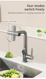 Intelligent Water Temperature Display Pull-out Sprayer Kitchen Faucet Hot and Cold Water Kitchen Sink Tap Single Hole Mixer