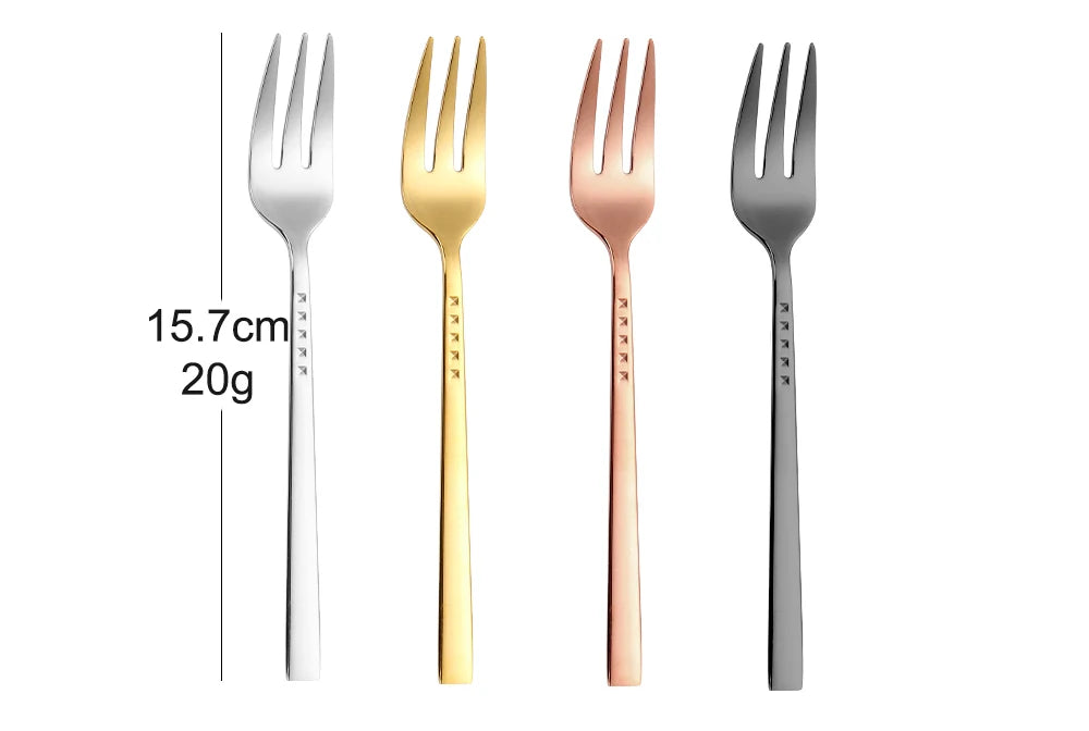 4/6/12Pcs Black Coffee Fork Stainless Steel 304 Tea Fork Set Ice Cream Cake Fruit Forks Mirror Gold Cutlery Thin Sliverware