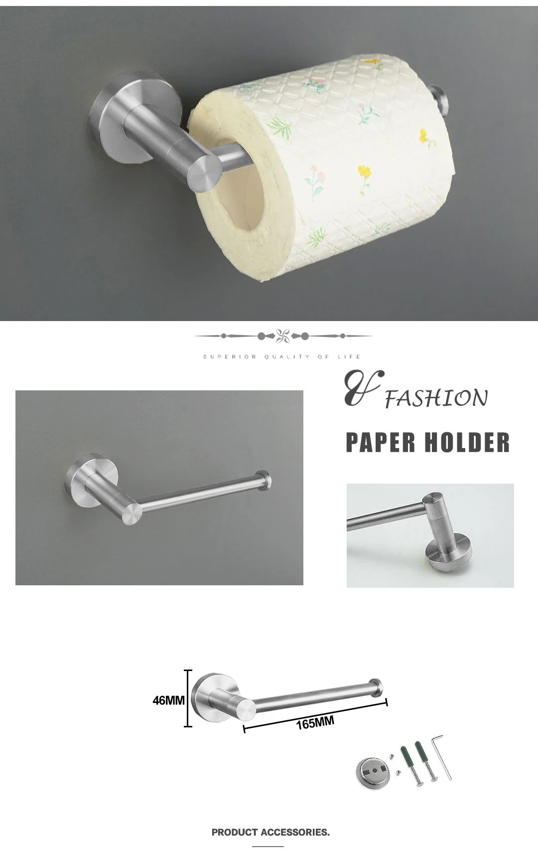 Bathroom Hardware 304 Stainless Steel Brushed Towel Rack Toilet Paper Holder Soap Holder Towel Bar Toilet Bathroom Accessories
