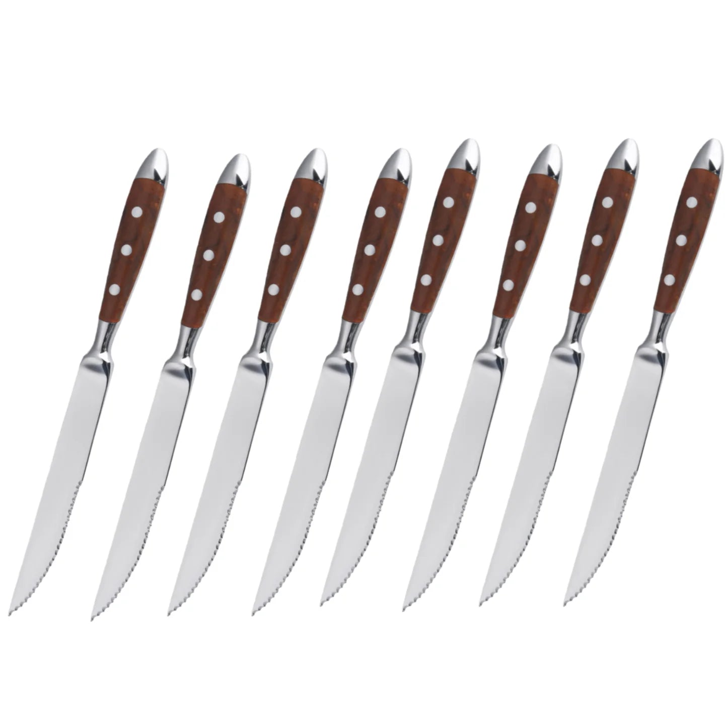 Classic Elegant Stainless Steel Cutlery Set Simulated Redwood Fork Spoon Knife Full Dinning Fork Steak Knife Teaspoon Creative