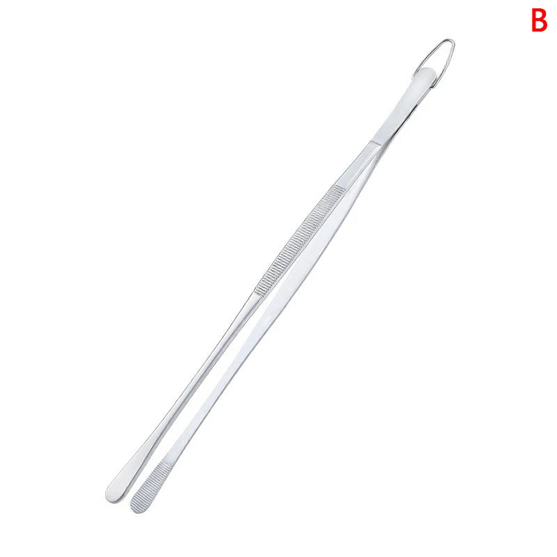1pc 12 Inch Kitchen Tweezers Stainless Steel Cooking Extra-Long Tweezers Fine Tweezer Tongs For BBQ Cooking Bartending Tools