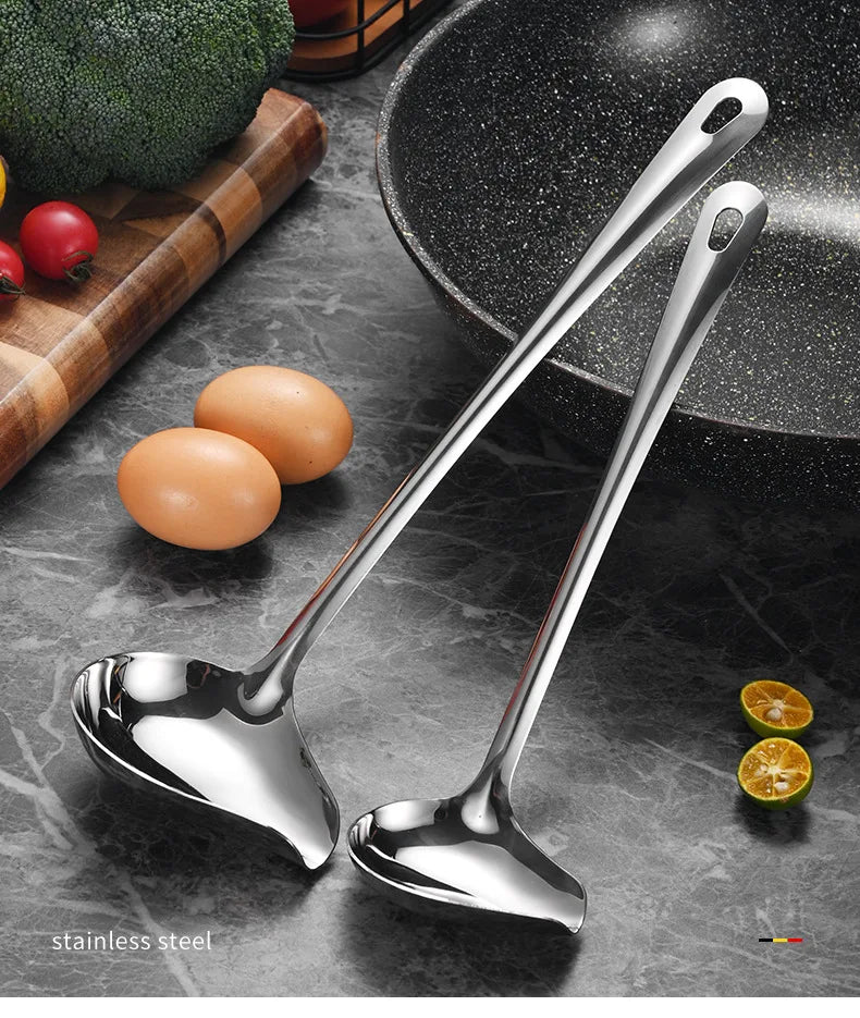 Stainless Steel Duckbill Spoon, Long-handled Sauce Spoon, Thickened Side Mouth, Slanted Mouth, and Crooked Mouth Spoon