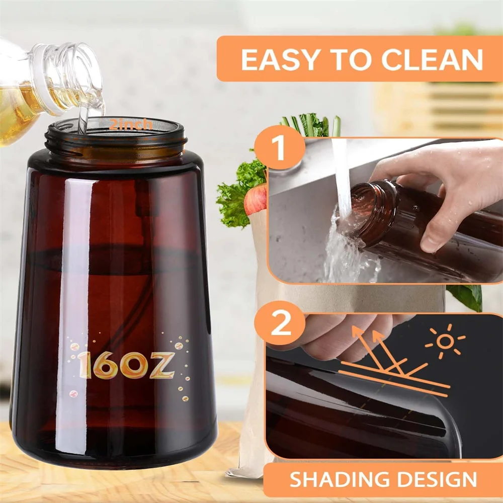 2-in-1 Glass Oil Sprayer & Dispenser, 16oz Leakproof Olive Oil Bottle for Cooking, Air Fryer, Salad, BBQ