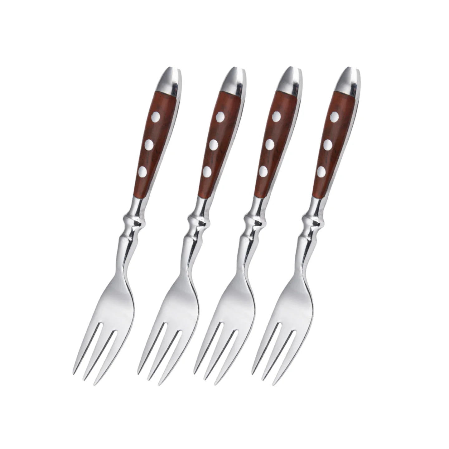 Classic Elegant Stainless Steel Cutlery Set Simulated Redwood Fork Spoon Knife Full Dinning Fork Steak Knife Teaspoon Creative