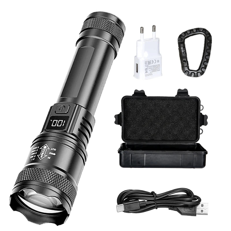 Zoomable High-Power LED Torch with LCD Display