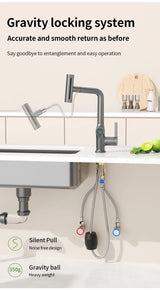 Intelligent Water Temperature Display Pull-out Sprayer Kitchen Faucet Hot and Cold Water Kitchen Sink Tap Single Hole Mixer