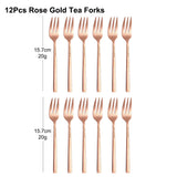 4/6/12Pcs Black Coffee Fork Stainless Steel 304 Tea Fork Set Ice Cream Cake Fruit Forks Mirror Gold Cutlery Thin Sliverware