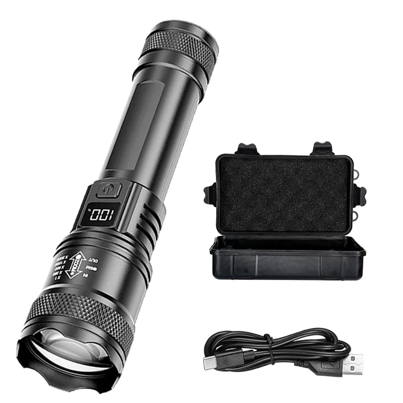 Zoomable High-Power LED Torch with LCD Display