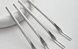 304 Stainless Steel Fruit Fork Solid Round Stick Small Fork High Appearance Level Household Long Handle Fruit Cake Dessert Fork