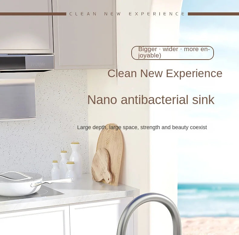 Waterfall Kitchen Sink Nanometer 304 Stainless Steel Large Single Slot Kitchen Accessories Waterfall Faucet Vegetable Basin