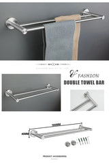 Bathroom Hardware 304 Stainless Steel Brushed Towel Rack Toilet Paper Holder Soap Holder Towel Bar Toilet Bathroom Accessories