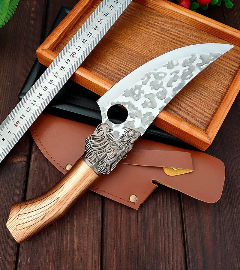 Meat Cutting Knives Boning Knife Wooden Handle Hnadmade Forge Knives Slicing Knife Multifunctional Kitchen Knives with Cover