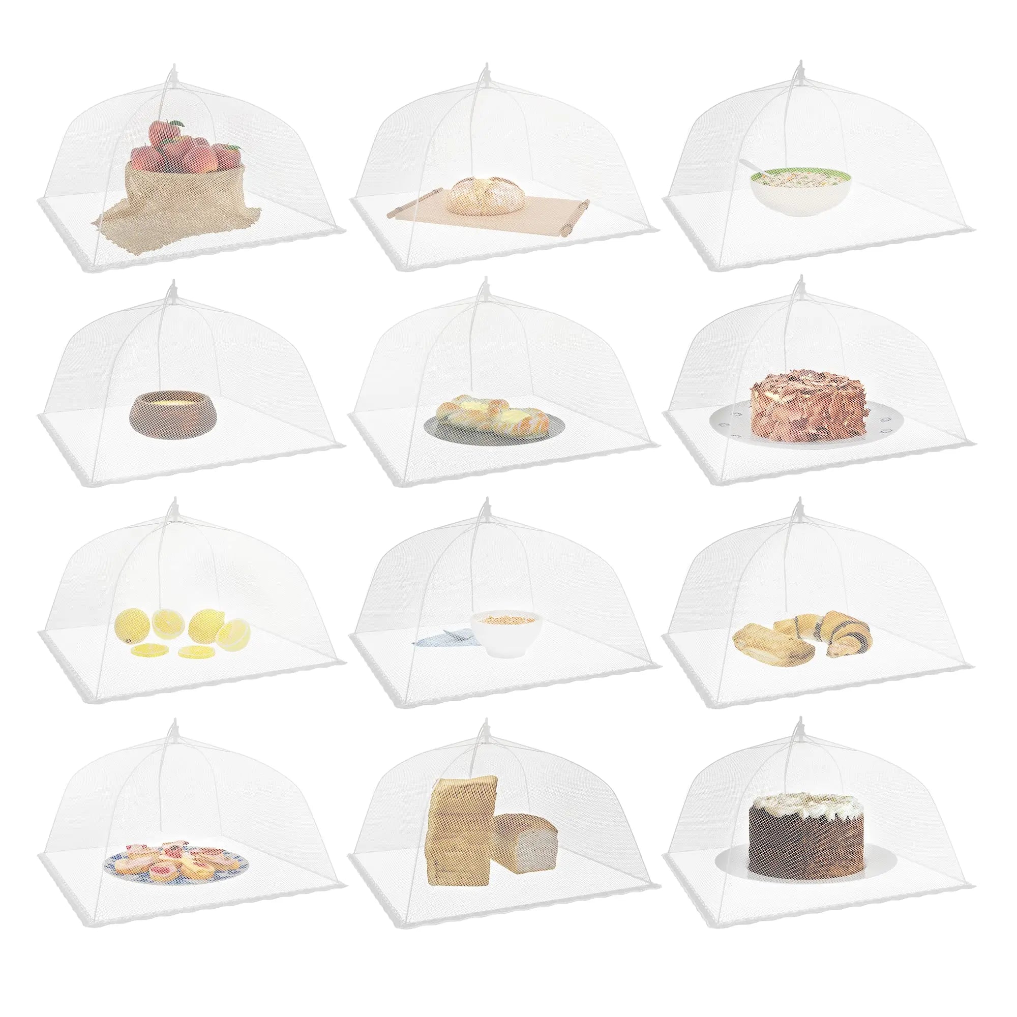 Picnic Food Covers for Outside Mesh: 3/6/12 Packs 17 Inch Pop Up Fine Fly Net for Fruit - Collapsible Screen Umbrella Food Tent