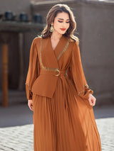 Pleated Dress for Women Abaya Eid Elegant Party Long Dresses Muslim Caftan Robe Jalabiya Ramadan Dubai Kaftan Vestidos Largos