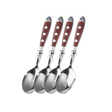 Classic Elegant Stainless Steel Cutlery Set Simulated Redwood Fork Spoon Knife Full Dinning Fork Steak Knife Teaspoon Creative