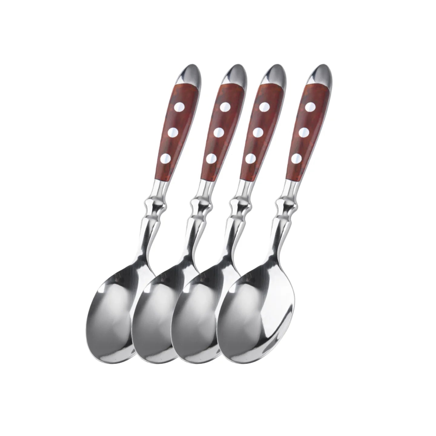 Classic Elegant Stainless Steel Cutlery Set Simulated Redwood Fork Spoon Knife Full Dinning Fork Steak Knife Teaspoon Creative