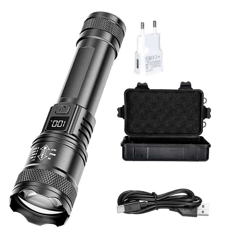Zoomable High-Power LED Torch with LCD Display