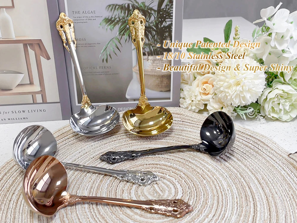 2/3/4/5/6 Pieces Gravy Ladle 6.3in Gorgeous 1 oz. Mirror Gold 18/10 Stainless Steel Gravy Sauce Soup Ladle Spoon for Stirring