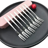 13cm StainlessTwo-tine Steel Fruit Forks Set Small Size Two-tine Dessert Snack Cake Forks for Parties and Cafeterias