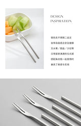304 Stainless Steel Fruit Fork Solid Round Stick Small Fork High Appearance Level Household Long Handle Fruit Cake Dessert Fork