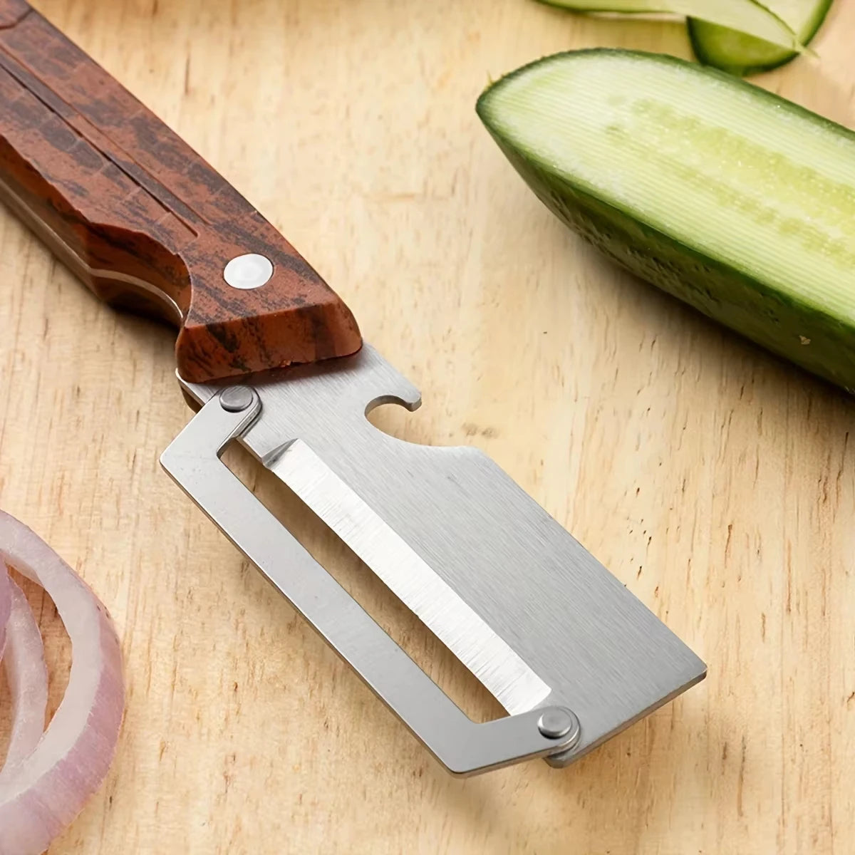 Stainless Steel Peeler Wooden Handle Durable Smooth Multi-function Kitchen Tool Fruit Vegetable Peeling Slicing
